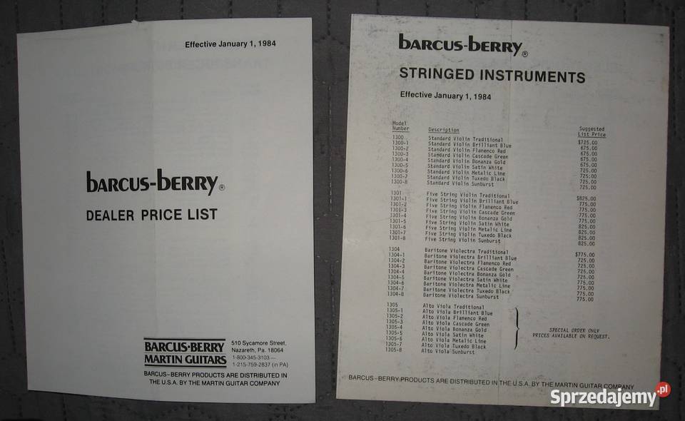 Barcus Berry katalogi i cenniki Kępice sprzedam