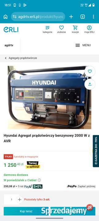 Agregat prądotwórczy nowy połowę ceny Hyundai Włocławek