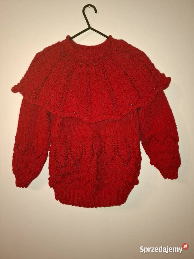 Sfeter z wełny robiony na drutach Nowy dziewczynka Stargard