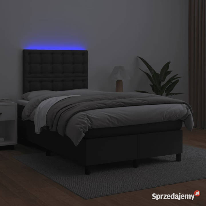 Łóżko kontynentalne z materacem i LED czarne 123cm Warszawa sprzedam