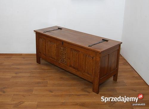 SOLIDNY DUŻY DĘBOWY KUFER SKRZYNIA SZAFKA DĄB Antyki Świdnica