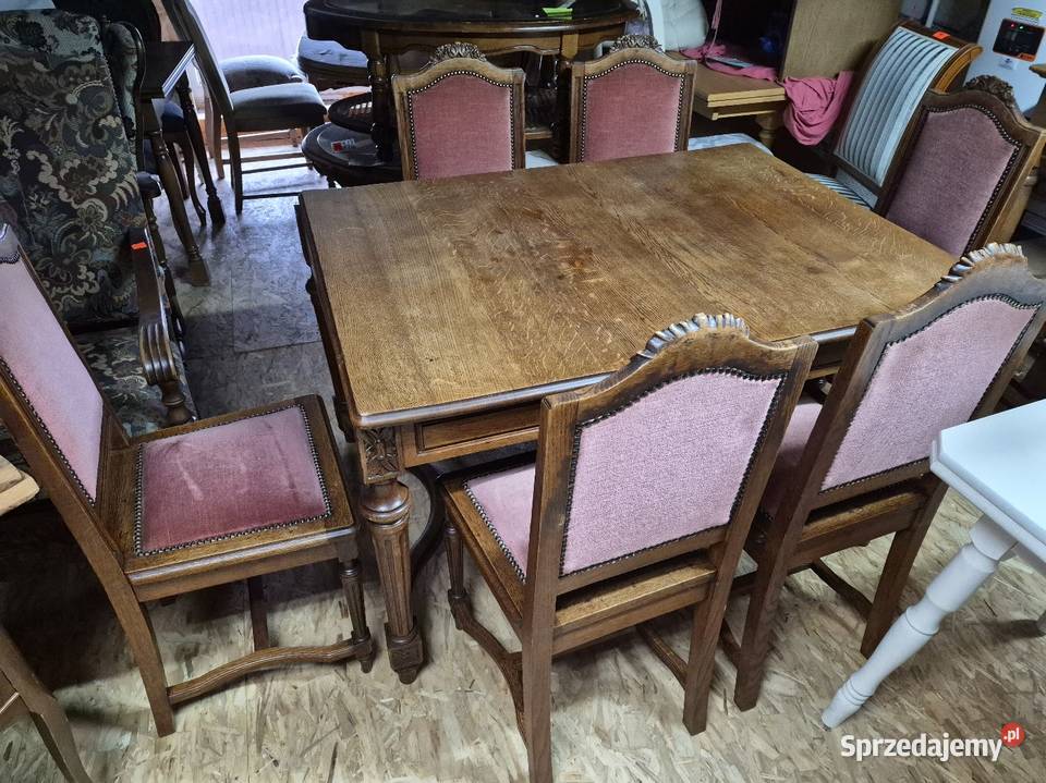 Stary solidny stół z 6 krzesłami przedwojenny Sypniewo sprzedam