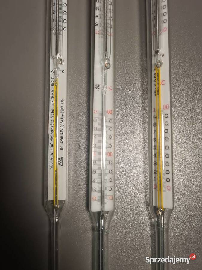 Zestaw 3 Termometry kontaktowe nastawne PRL VLD wielkopolskie Wieleń