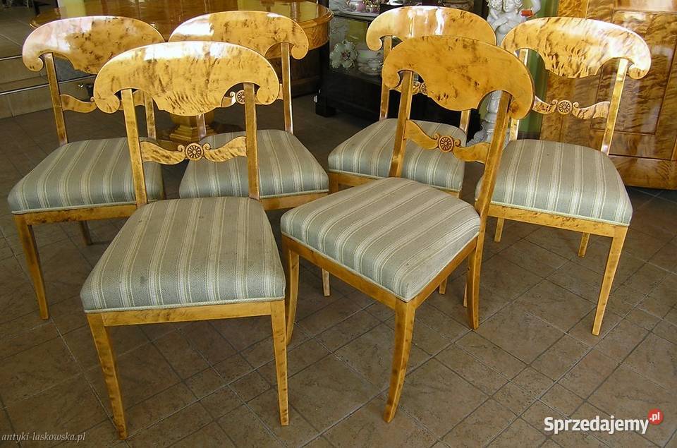 6 krzeseł Biedermeier brzoza Sopot sprzedam