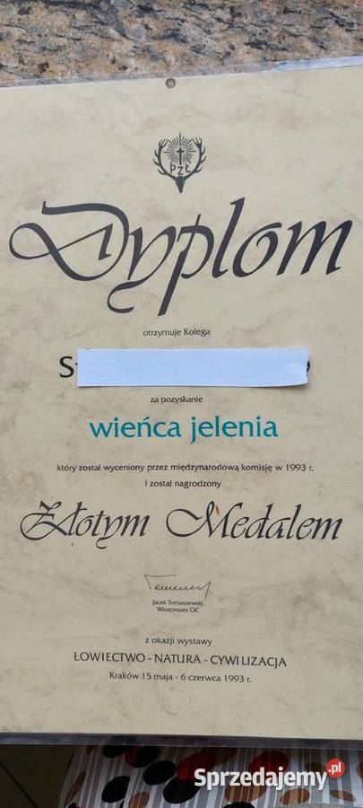 Imponujacy wieniec jelenia Puławy sprzedam