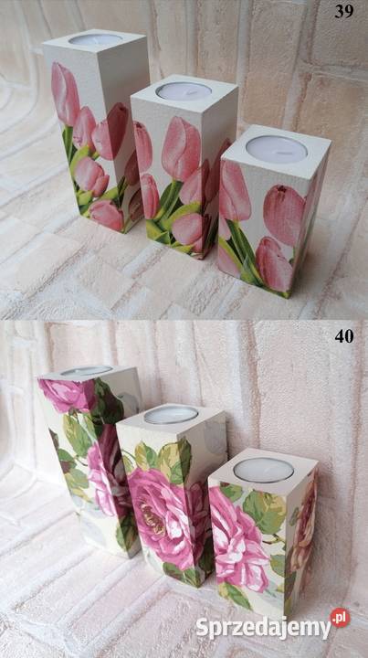 Komplet 3 świeczniki świeczki lawenda konwalie Warszawa