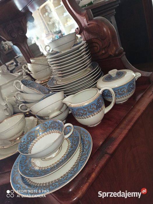 Trio herbaciane Koening Tettau 1794 Kgl Porcelana i szkło