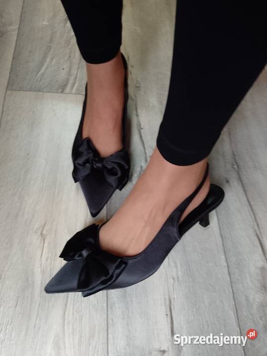 43 Czarne czółenka wieczorowe z odkrytą piętą czarny małopolskie Kraków sprzedam