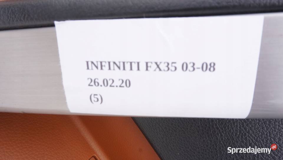 BOCZEK TAPICERKA LEWY PRZÓD INFINITI FX35 FX45 Wyposażenie wnętrza Nowy Tomyśl