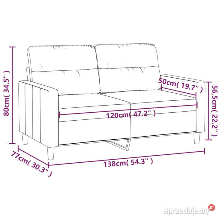 Sofa 2osobowa ciemnoszara 120 tapicerowana