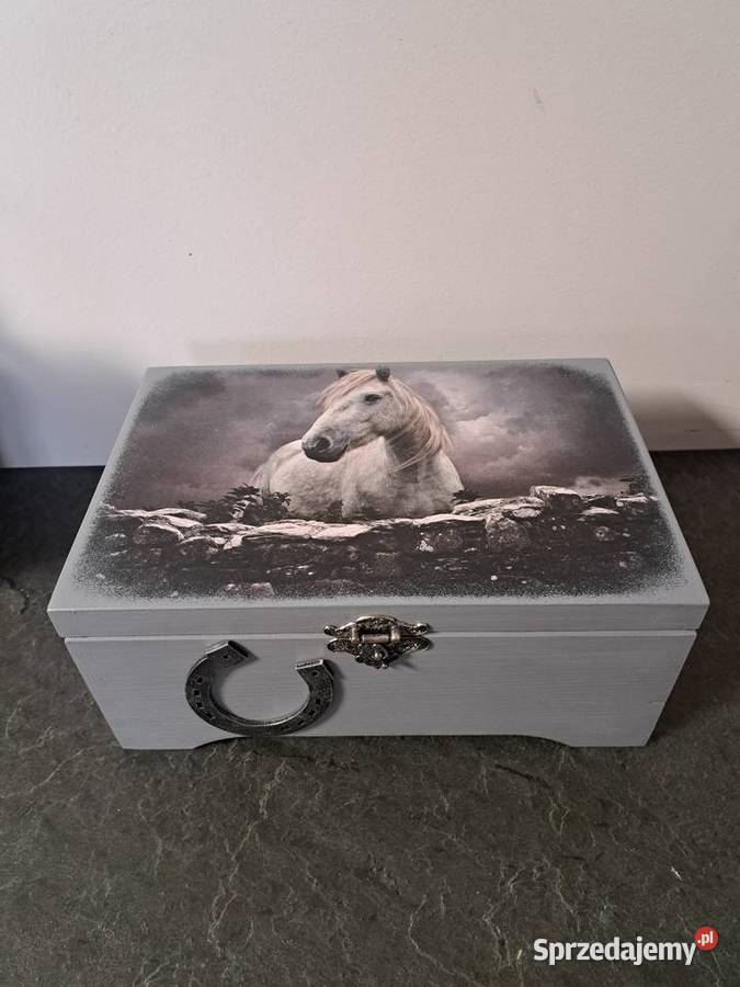 Kuferek konie szary handmade Kędzierzyn-Koźle