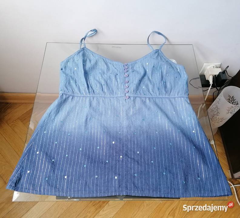 NOWY NIEBIESKI TOP ZE SREBRNĄ NITKĄ LAUREN łódzkie Łódź