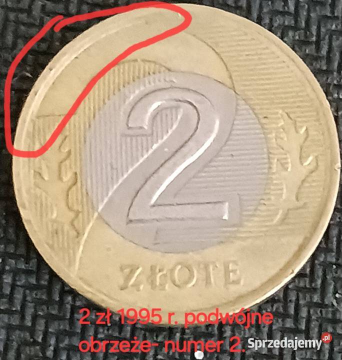 2 złote 1995 r 2 Podwójne obrzeże błąd mennicy Konin