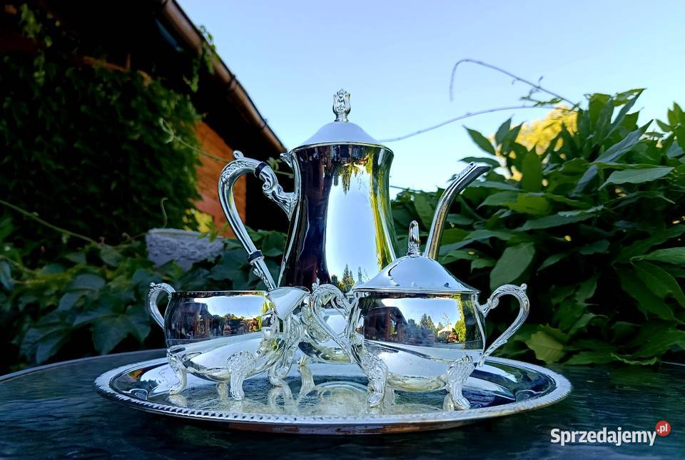 Zestaw kawowy na tacy platerowany lubuskie Klenica
