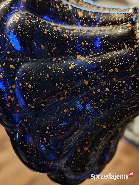 Świeczniki szkło Vintage kobaltowe Porcelana i szkło Legnica