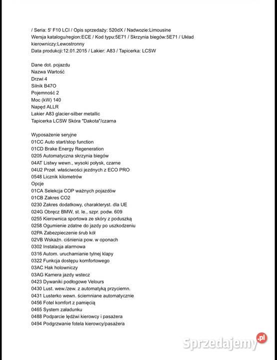 BMW 520d xdrive USZKODZONE radio Sarnaki