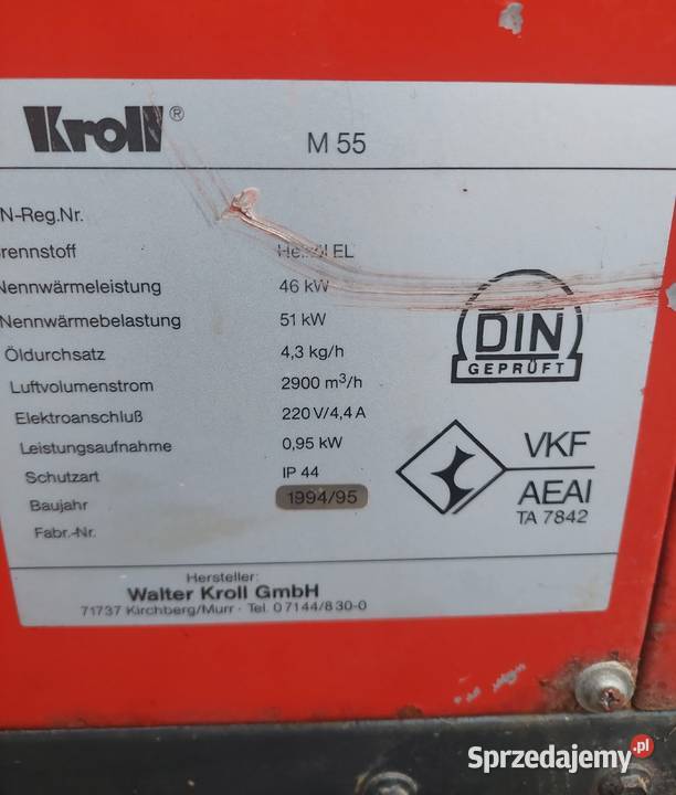 Nagrzewnica KROLL M55 46KW wielkopolskie Tokarzew