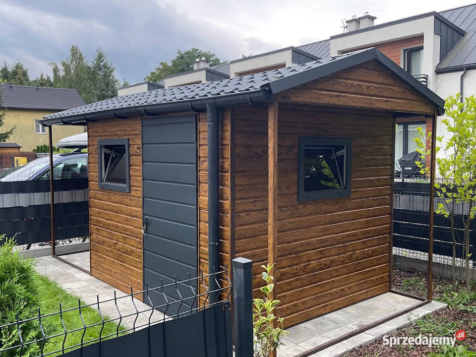 Domek ogrodowy 325m zadaszenie złoty dąbgrafit