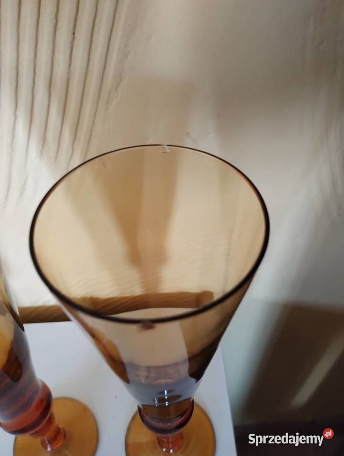 PRL kieliszki do szampana miodowe 6 łódzkie Łódź