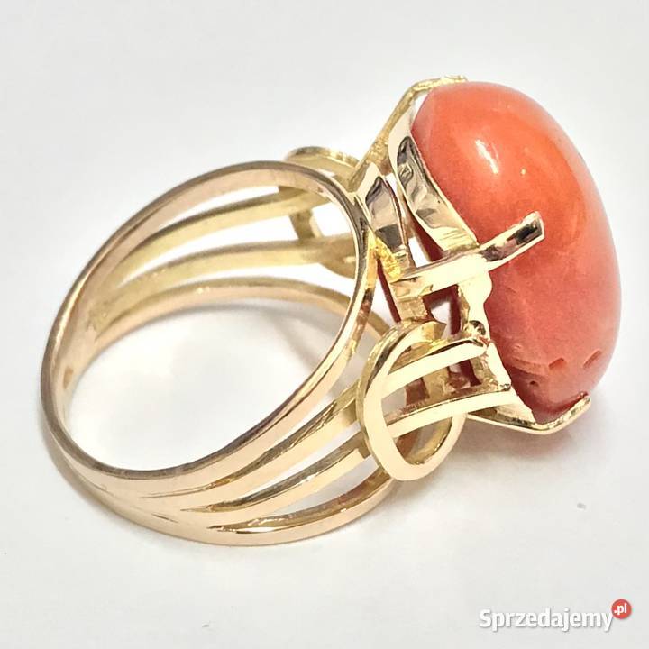 Złoty PIERŚCIONEK z KORALEM 750 18K egipski Warszawa sprzedam