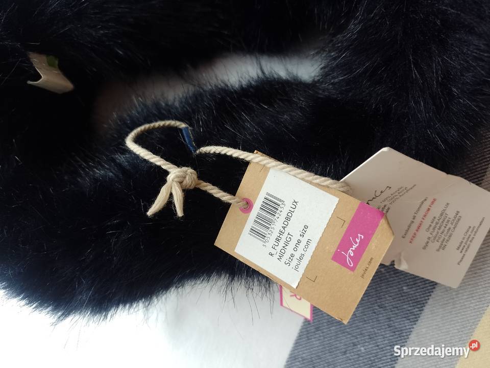 Joules Granatowa opaska futrzana z Londynu NOWA Dla kobiet