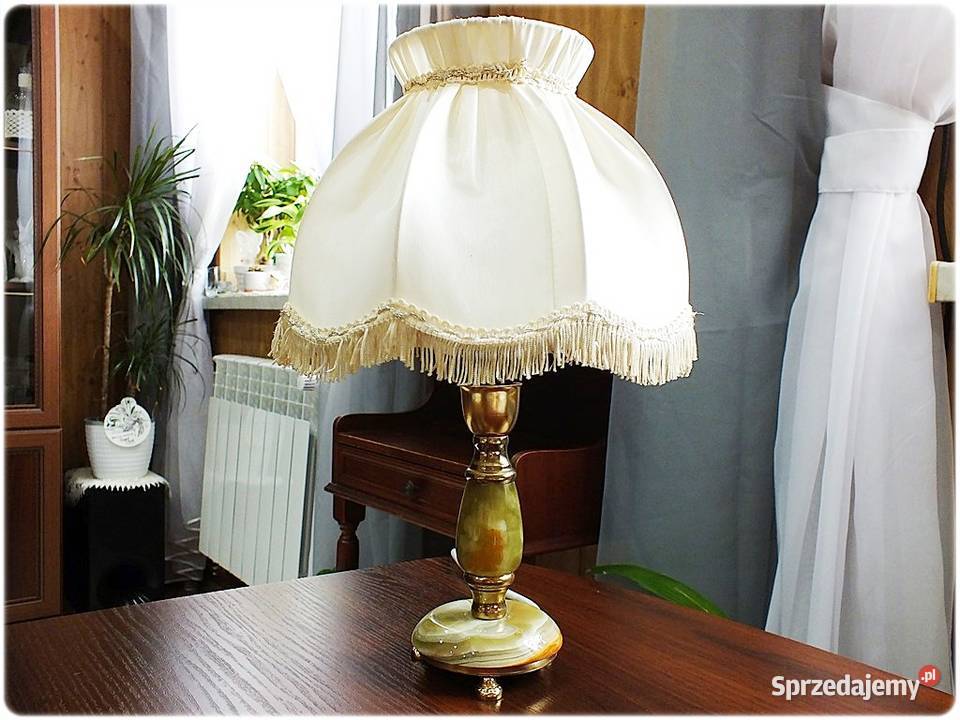 Stara Lampka nocna z onyksem połowa XX wieku Żary