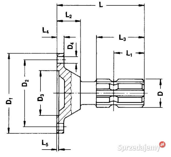 Wał z kołnierzem 1 34 Z6 L125 mm 1609108