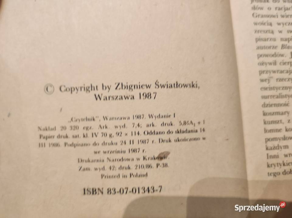 Gnter Grass Zbigniew Światłowski Rok wydania 0 Kielce