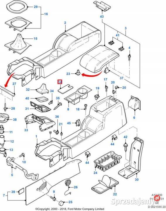 WKŁAD SCHOWKA TUNELU FORD MONDEO 0007 1131965 osobowe lubelskie