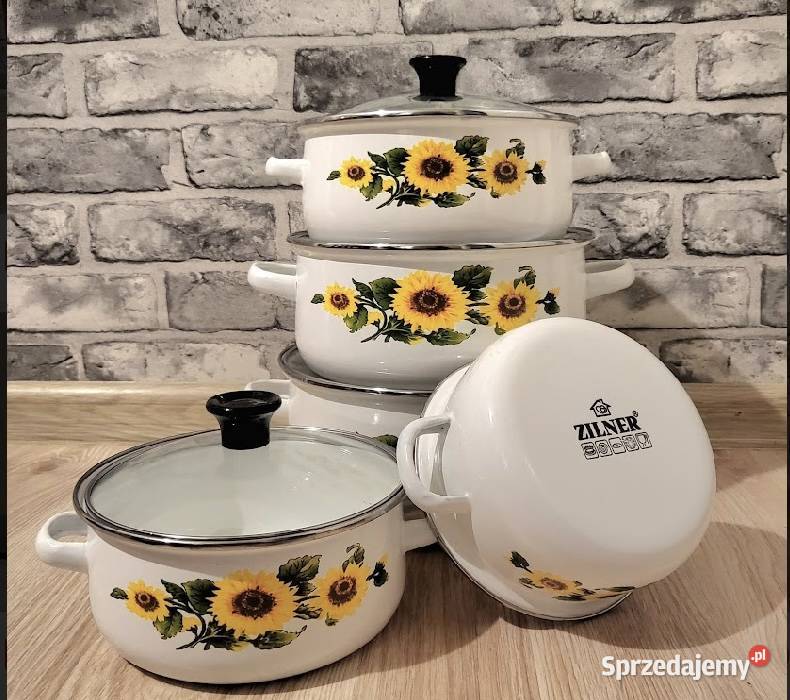89 Garnki emaliowane słoneczniki Zabrze