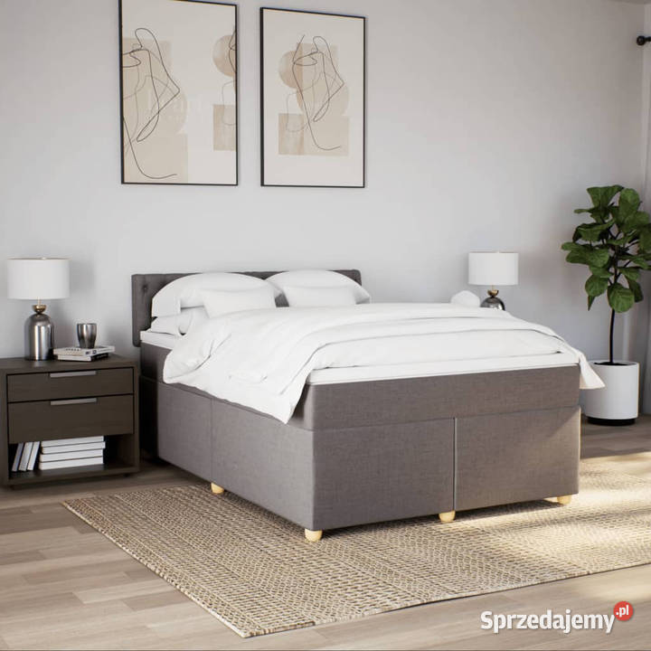 Łóżko kontynentalne z materacem taupe tkanina 160cm Warszawa