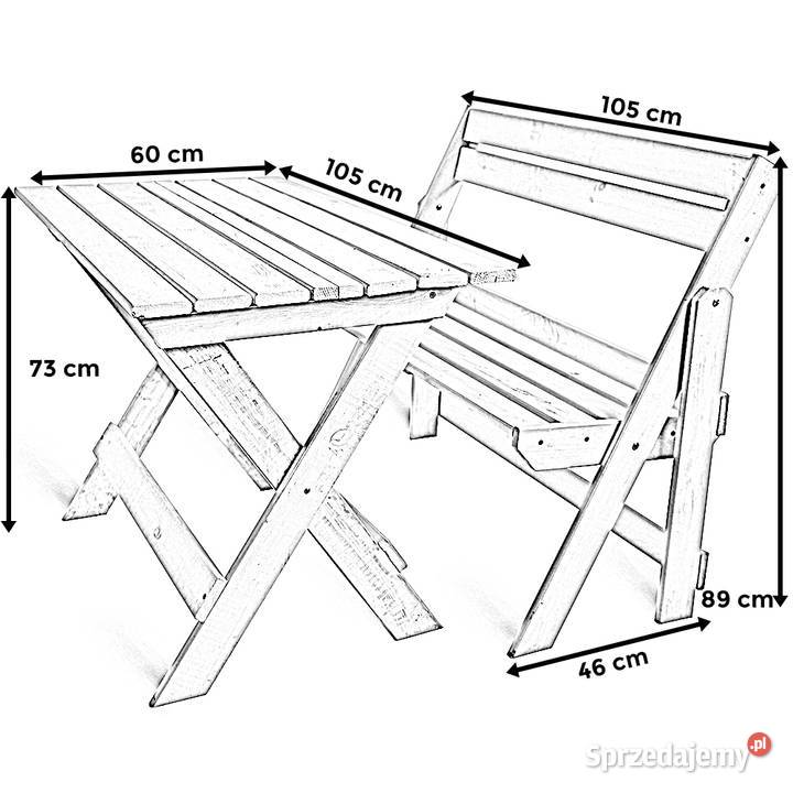 Stół I Krzesła Ogrodowe Ławka Drewniana Zestaw Elbląg