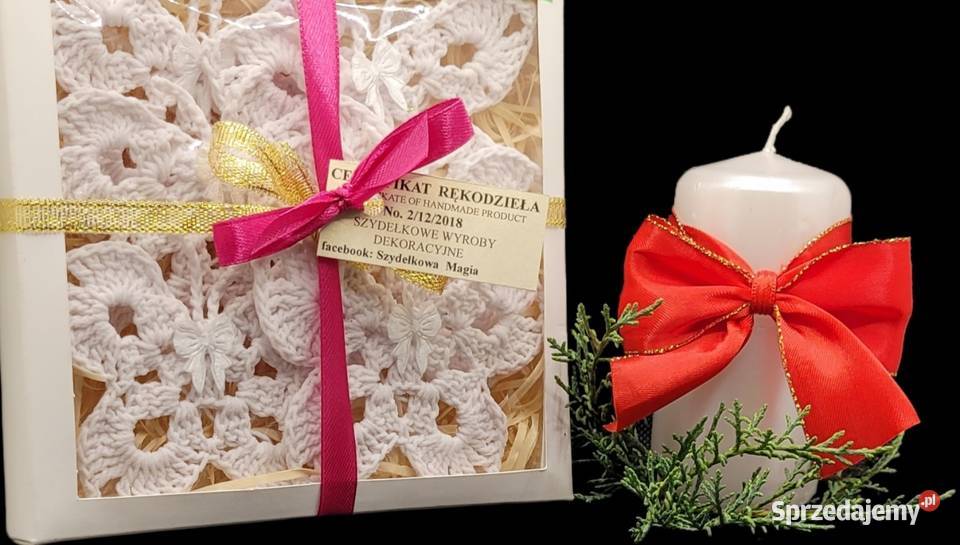 Motylki zawieszki choinkowe biały Krzywaczka