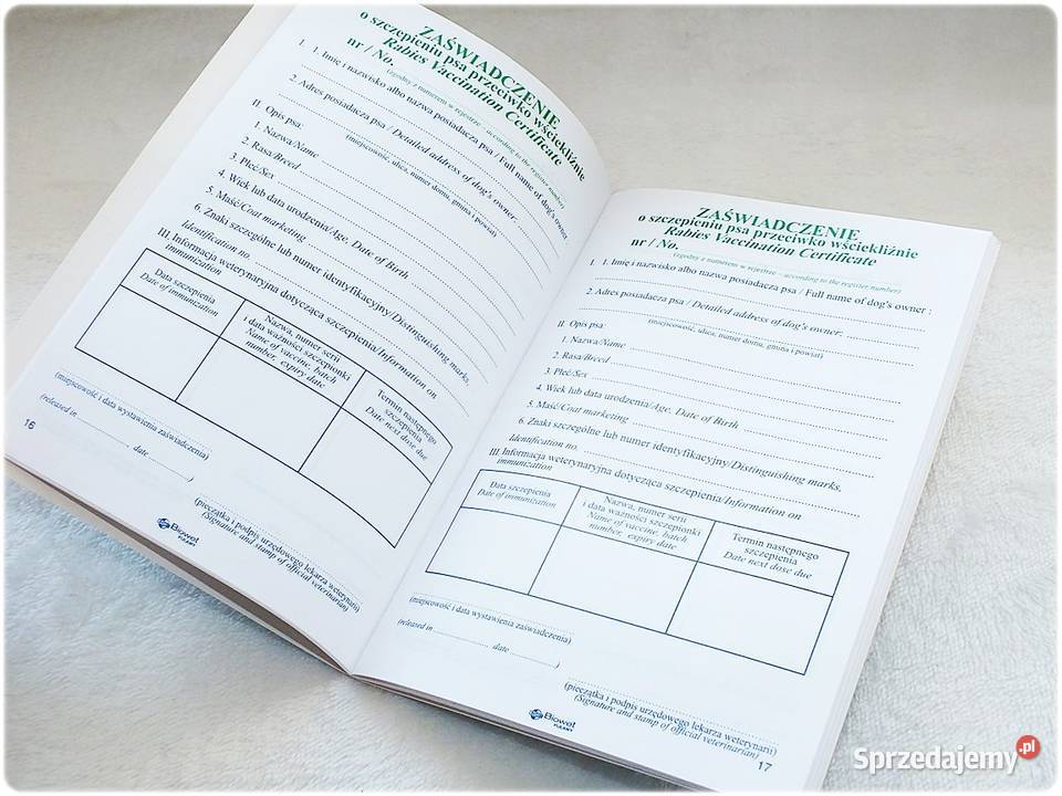 Książeczka Zdrowia Psa rasy średniej mix ras Dla psów sprzedam