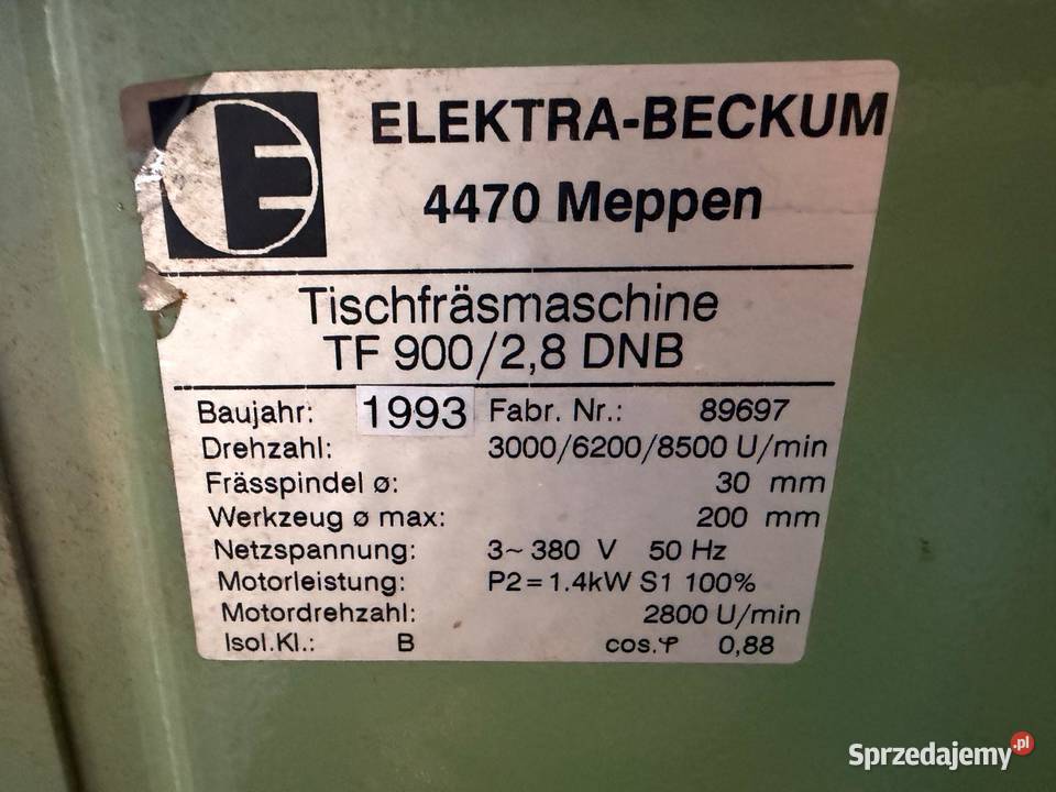 Frezarka Elektra Beckum TF 900 stan idealny nowy