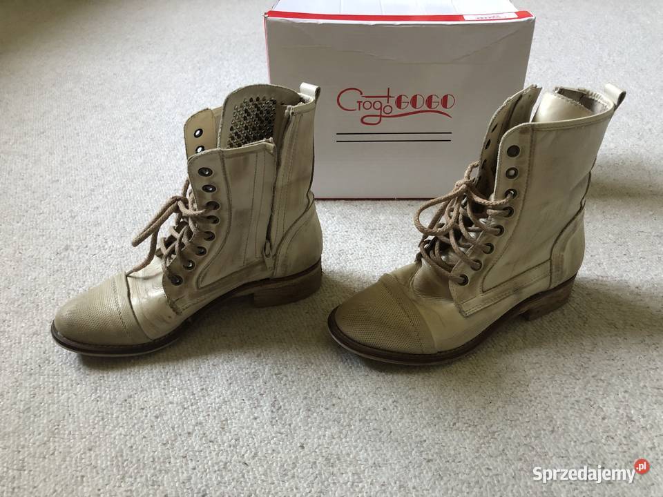 Botki sznurowane damskie beżowe rozmiar 37 Półbuty