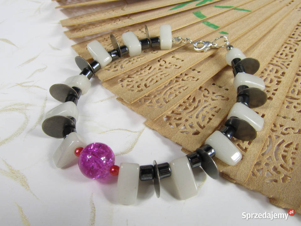 Bransoletka kolczyki zestaw biały grafitowy Katowice