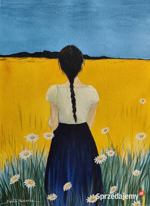 HORYZONT WSPOMNIEŃ Oryginalna akwarela nie print Malarstwo Biały Dunajec