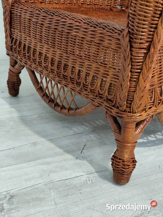 Unikatowy Fotel Wiklinowy Rattanowy Styl Vintage Poddębice sprzedam