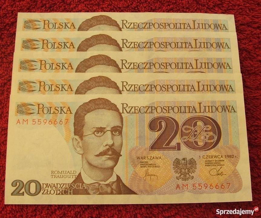 POLSKA PRL 20 ZŁ ROMUALD TRAUGUTT - Banknot UNC - 1 szt.