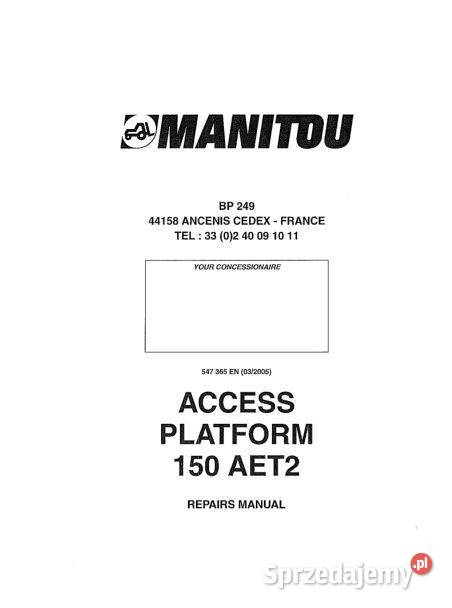Manitou 150 AET2 120 AETJ instrukcja naprawy Kielce sprzedam