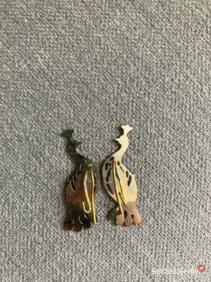 Unikatowe kolczyki vintage pawie Jeżowe