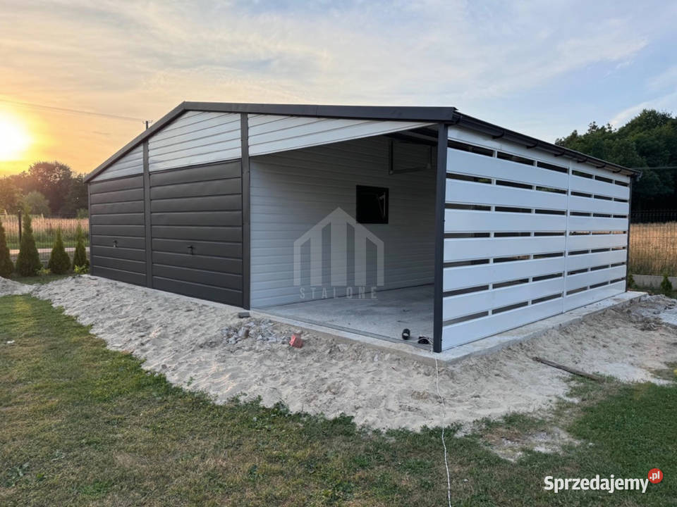 Garaż blaszany 6x5m wiata 3m 2x brama okno dach samodzielny Nowy Tomyśl