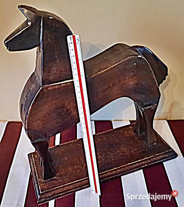 Koń dekoracja ceramika drewno wysokość 35 Ostrów Wielkopolski