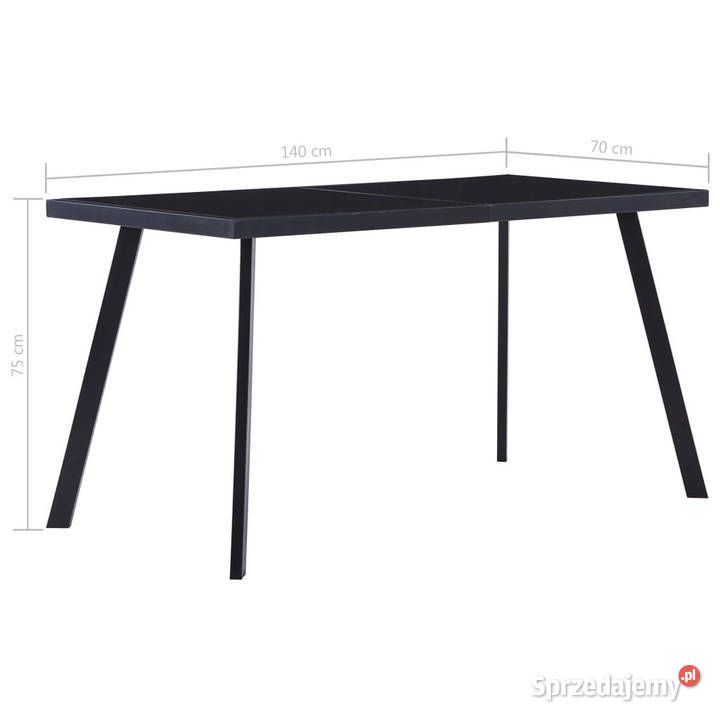 Stół jadalniany czarny 140x70x75 hartowane szkło Warszawa