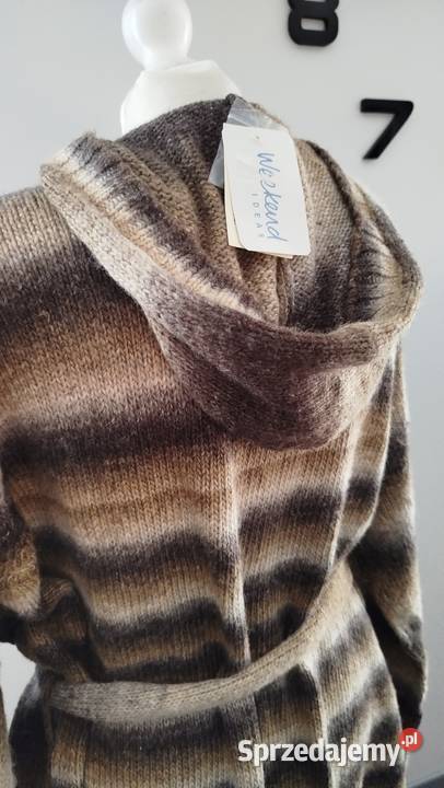 Brązowy sweter płaszcz z kapturem 52 xxxl Białystok