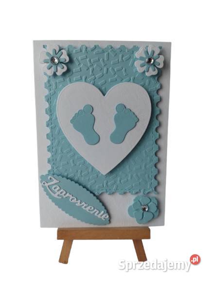 Zaproszenia Chrzest Stopki W Sercu C6 Błękit Poznań