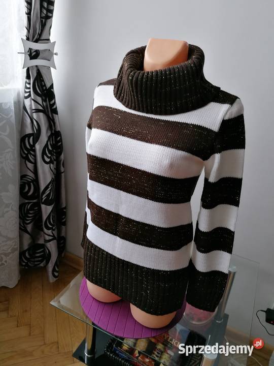 NOWY SWETER GOLF W PASY ZE ZŁOTĄ NITKĄ Łódź