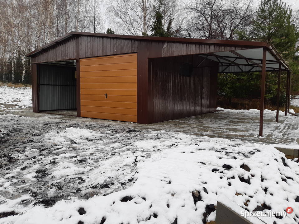 Garaż Blaszany 6x6 z dodatkowym zadaszeniem Przytyk