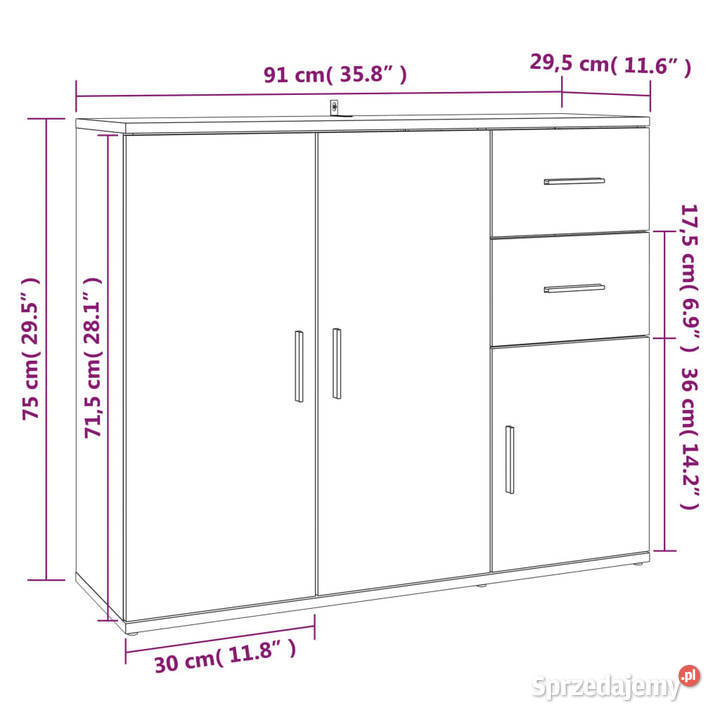 Szafka szary dąb sonoma 91x295x75 materiał mazowieckie Warszawa